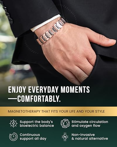 MagnetRX Copper Viking Bracelet for Men EllipseMAX 5X Strength 5,000 Gauss Magnets - Premium Adjustable Mens Copper Bracelet with Magnets (Viking Style) - color: 5x Strength - EllipseMAX (5,000 Gauss) – Viking