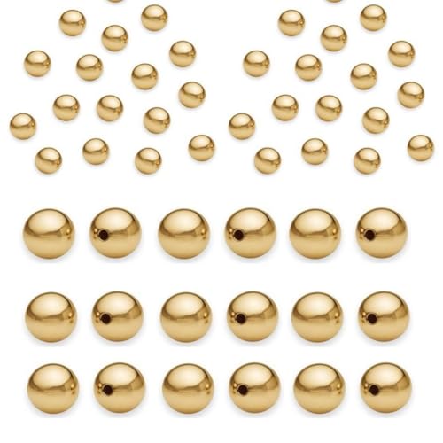 100pcs Adabele Tarnish Resistant 4mm (0.16 Inch) Small Tiny Round Beads 18K Yellow Gold Plated Brass Spacer (Hole 1mm) for DIY Craft Jewelry Making BF252-4 - size: 4mm/0.16 inch (Small)