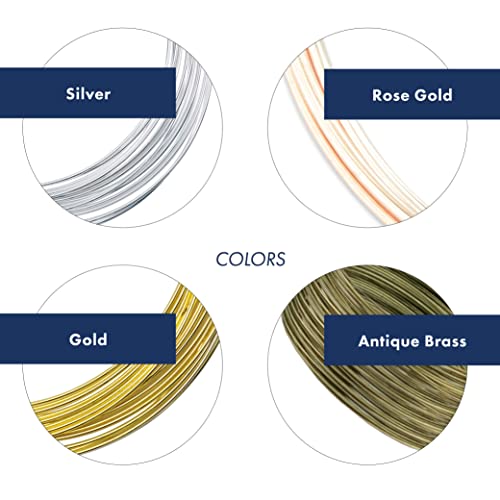 Beadalon Carbon Steel Memory Wire, Round, Large Bracelet, Gold Color, 0.5 oz, Approx. 30 coils