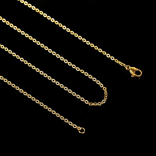UMAOKANG 20pcs Jewelry Chains Bulk for Men and Women Necklace DIY, Gold Plated Stainless Steel Cable Chain Jewelry Supplies (18 Inches) - color: Gold Cable, size: 18 Inch