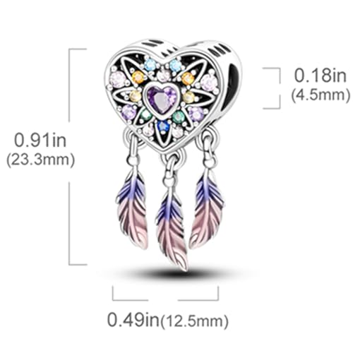 925 sterling silver bracelet necklace pendant, women's jewelry gift, dream catcher net bead pendant, suitable for original bracelets, parties, birthday jewelry gifts - color: KJC817