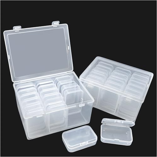 38 Pcs Clear Plastic Storage Box Set with Lids - Multi-Size Rectangular Organizer Containers for Beads, Hardware, Screws, Jewelry and Office Supplies - Stackable Case for Craft & Workshop Organization - size: 38 Pieces Mixed Sizes