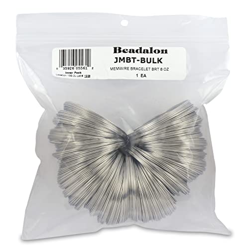 Beadalon Carbon Steel Memory Wire, Round, Oval Bracelet, Gold Color, 0.35 oz, Approx. 23 coils - size: Bracelet, Large, style: 8 oz, approx. 600 coils
