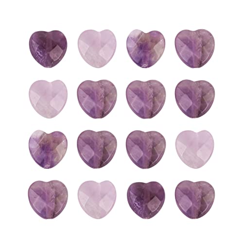 Craftdady Faceted Heart Natural Amethyst Stone Beads Puff Heart Gemstone Loose Beads Energy Healing Crystal Stone 10x10mm for Jewelry Craft Necklace Bracelet Earring Making, 18~20pcs - color: Faceted Heart Amethyst