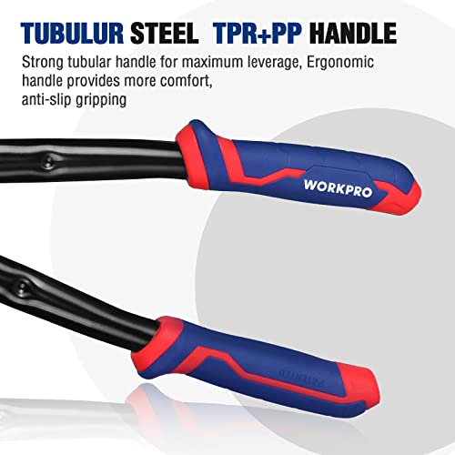WORKPRO 24" Bolt Cutter, Chrome Molybdenum Steel Blade, Heavy Duty Bolt Cutter with Soft Rubber Grip, Cutting Tool for Cut Chain, Wire, Screw, Rivet - size: 24"