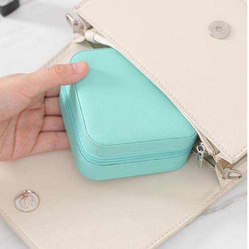 Travel Jewelry Case 2 Pack Mini Travel jewelry Box Portable Organizer Women Girls Gift Box for Rings Earrings Necklaces Bracelets - color: Blue