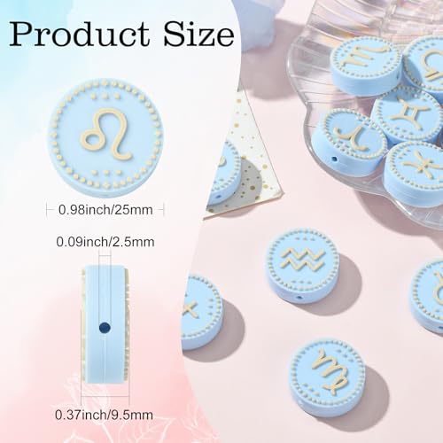 LiQunSweet 12 Pcs Silicone Focal Beads Rubber Silicone Beads Round Twelve Constellations 12 Zodiac Signs Bead Charms for Bracelet DIY Keychain Making Craftings Necklace Lanyard - color: Zodiac Signs Silicone Bead_12 Pcs