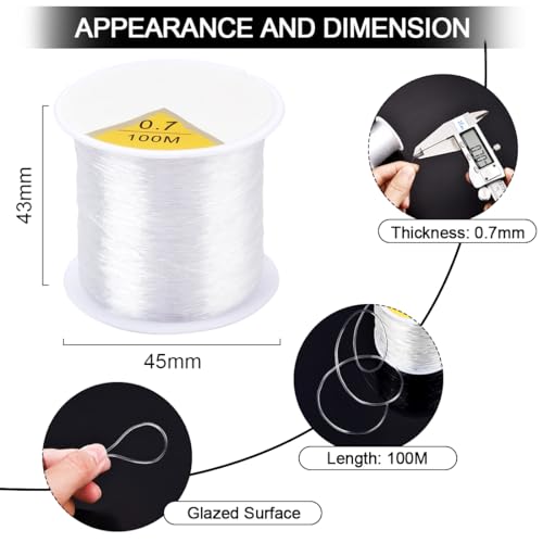 OBSEDE 1 Roll/100m 0.7mm Elastic Stretch Crystal Thread Fishing Line Wire for Craft Bracelet Beads - size: 0.7mm