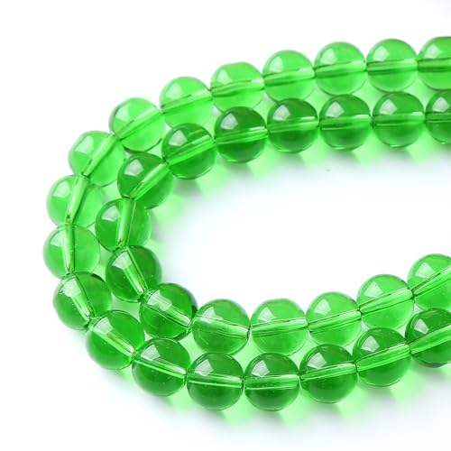 90pcs 4mm Smooth Green Crystal Glass Quartz Beads Round Loose Beads for Jewelry Making DIY Bracelet Necklace 15" Energy Healing Power Stone Beads(4mm, Green Crystal Glass) - color: Green Crystal Glass, size: 4mm