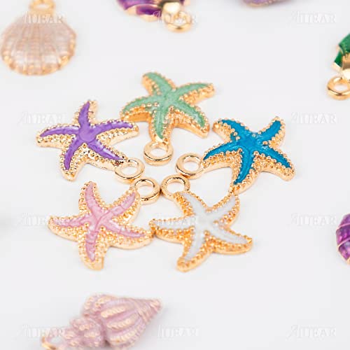 AUEAR, 30 Pack Ocean Alloy Starfish Conch Seashell Charms Pendants for DIY Jewelry Making - color: Ocean Charms 3, size: 30 Pack