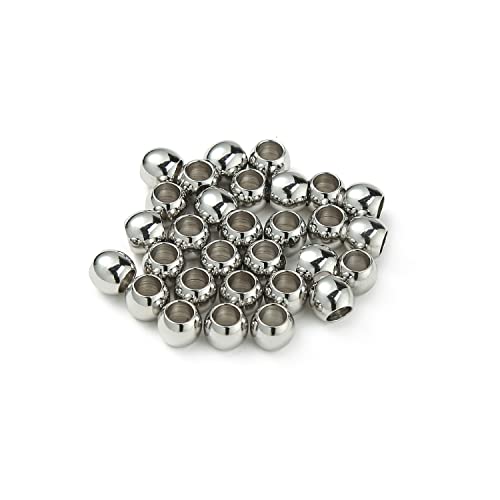 60 Pcs 304 Stainless Steel Smooth Round Spacer Beads 4mm Hole,Seamless Loose Beads for DIY Bracelet Jewelry Making Findings 7mm - color: steel, size: 7*4mm