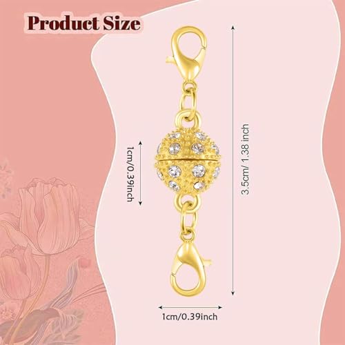 Magnetic Crystal Ball Jewelry Clasps Set, Gold and Silver Plated, Easy-to-Use Connectors with Lobster Closures for Necklaces (12pcs Golden Silvery) - color: 12pcs golden silvery