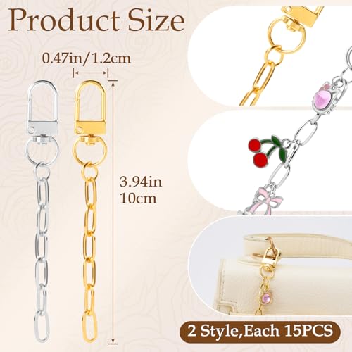 Hzopcw 30pcs Gold & Silver Keychain Making Kit, Key Ring Swivel Snap Hook Chains, Extender Keychain Bag Charm Kits for DIY Crafts Jewelry Making Handbag Purses- A Style - color: Gold & Silver-30pcs-A Style
