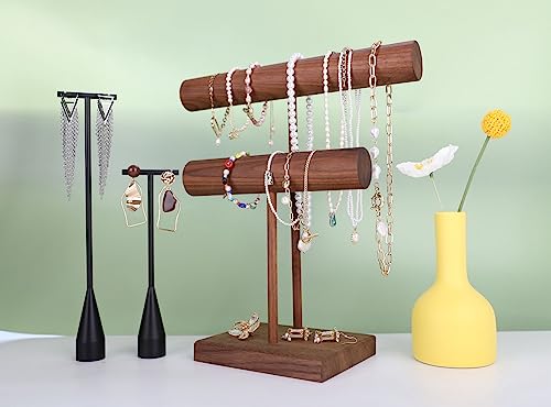 jewellery organizer for women, walnut bracelet holder stand 2 tiers shelf for selling, wooden necklace display stands Tabletop Home Decor【Bracelet organizer-2 tiers】