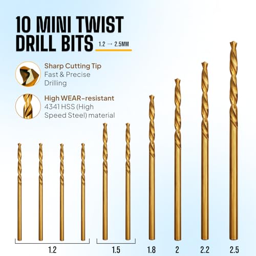 Micro Drill Bits Set with Pin Vise | Small Hand Drill - Pin Vise Hand Drill Manual, PCB Mini Bits for Resin Beads Polymer Clay | DYI Jewelry Making, set - style: Professional