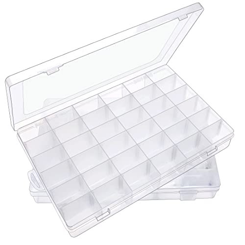 IOOLEEM 2 Pack 36 Grids Plastic Bead Organizer Box, Adjustable Dividers, Sewing Storage, Organizer Container Storage Box, Dividers for Bead Arts and Crafts. - color: Clear, size: 36 Grids Adjustable (2 pack)