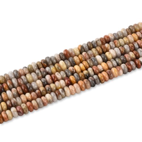 170pcs 4x2mm Natural Crazy Lace Agate Disk Rondelle Spacer Semi Precious Gemstone Loose Stone Beads for Jewelry Making 15 Inch - color: Crazy Lace Agate