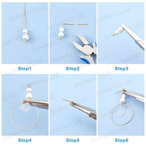 SUNNYCLUE 1 Box DIY 10 Pairs Acrylic Flower Dangle Earring Jewelry Making Kits Include White Acrylic Petal Beads Caps Pendants Pearl Beads Earring Hooks Jewelry Findings Supplies - color: Diy 10 Pairs White Flowers Round Beads Earrings