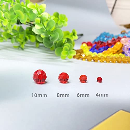 Jmassyang 400 Pieces 4mm Faceted Round Crystal Glass Beads Spacer Beads for Jewelry Making, Bracelets Necklaces Earrings Wind Chimes Suncatchers (Red) - color: Red, size: 4mm