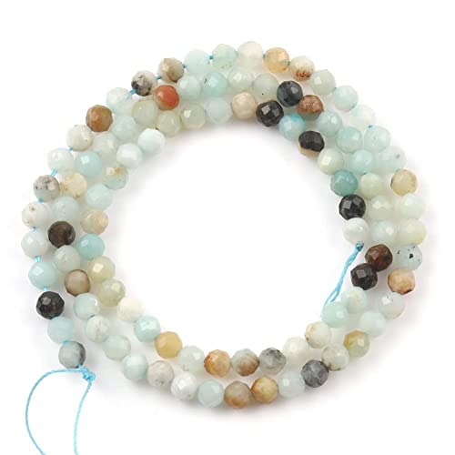 180pcs 2mm Natural Amazonite Gemstone Beads Faceted Round Loose Stone Beads for Jewelry Making - color: Amazonite, size: 1.9-2.4mm