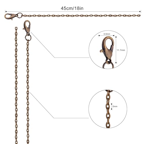 Lemonkey 24 Pack Necklace Chains Bulk,Bronze Plated DIY Cable Link Chains for Jewelry Making 18 Inches - color: Bronze, size: 18inch