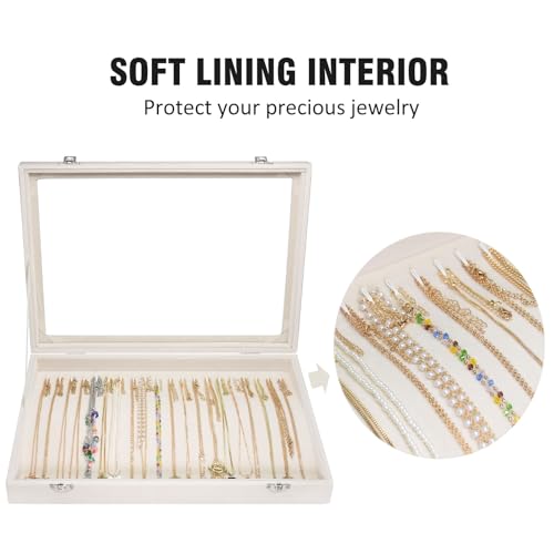 Vicoter Velvet Necklace Display Jewelry Tray 20 Hook Necklace Tray Necklace Pendant Jewelry Tray for Women and Girls - color: Beige, size: 20 Hook