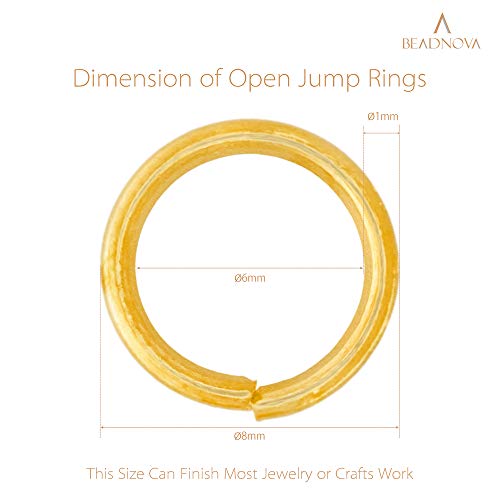 BEADNOVA 8mm Open Jump Rings Gold Jump Rings for Jewelry Making and Keychains (900Pcs) - color: 900pcs, size: 8mm