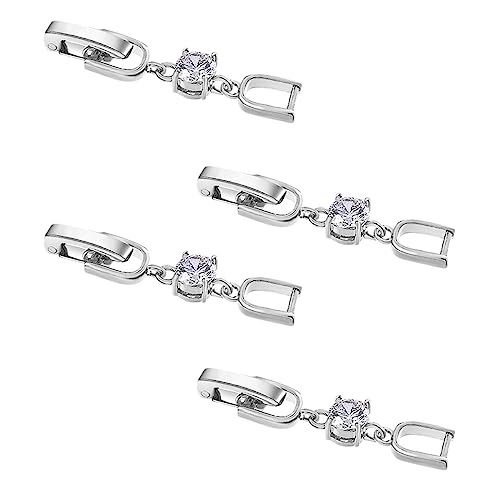 Silver Necklace Bracelet Extender for Women, 4pcs Cubic Zirconia Foldover Extension Jewelry Clasps for Jewelry Making - color: White Gold - CZ
