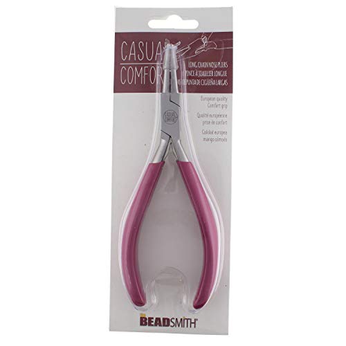 The Beadsmith Long Chain Nose Pliers – 6.25-Inches (160 mm) Jewelry-Making Tool w/Polished Steel Head, PVC Comfort Grip, & Double-Leaf Springs (Pack of 2) - size: 5.5inches (Pack of 2)