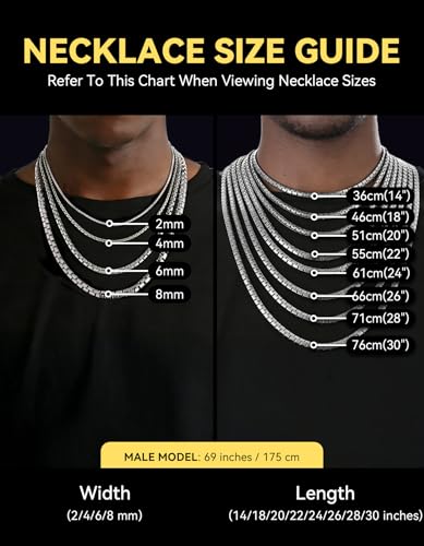 ChainsHouse Flat Box Chain Necklace Men, 2/4/6/8mm Round Link Chain Necklaces, Stainless Steel/Black/14K Gold Plated Mens Jewelry, 14"-30" Length, Come Gift Box - color: A-2mm-stainless, size: 18 Inches