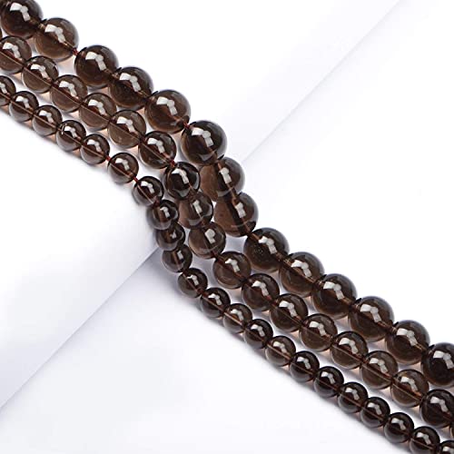 AD Beads Natural Gemstone Round Loose Beads 15" for Bracelet Necklace Earrings Jwelery Making Crafts DIY (4mm, Smoky Quartz) - color: Smoky Quartz, size: 4mm