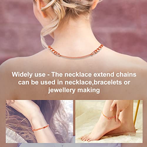 Necklace Extenders, 10Pcs Stainless Steel Rose Gold Necklace Bracelet Anklet Extension Chains with Lobster Clasps and Closures for Jewelry Making - color: Rose Gold