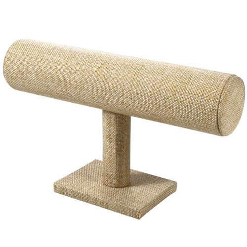 T-Bar Bracelet Display Stand for Selling, Jewelry Storage, Bracelet Holder Stand,Bangle, Jewelry Business Supplies, Watch holder for Women & Men (Yellow Linen) - color: Yellow Linen