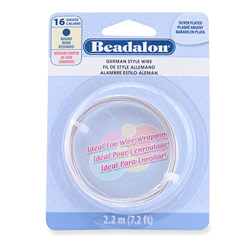 Beadalon German Style Wrapping Wire, Round, Silver Plated, 16 Gauge, 2.2 m / 7.2 ft - color: Silver Plated, size: 16 gauge / 7.2 ft