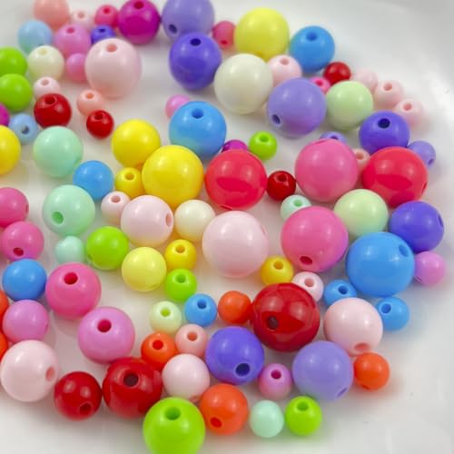 1000Pieces 6MM Acrylic Round Beads Round Acrylic Balls Chunky Beads Smooth Spacer Plastic Pastel Beads Craft Beads for Necklace and Bracelet Making Crafting Supplies(179-pale Pink) - color: 179-pale pink, size: 6MM