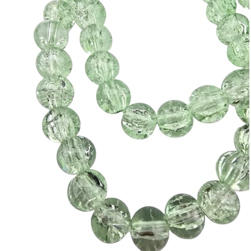 DandS ltd Crackle Lampwork Glass Beads for Jewelry Making, Natural Green, Vibrant DIY Bracelets, Necklaces, Beading Supplies & Craft Kits for Handmade Jewelry, 80pcs 0.39 inch (10mm), #J257-10 - color: Green Natural