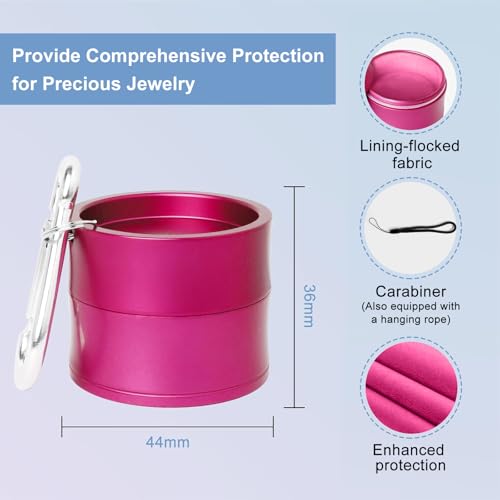 Mini Travel Ring Holder Keychain, Portable Jewelry Holder Keychain with Protective Sponge, Small Necklace Earrings Case for Gym Sports Bag Purse - color: 1-Tier Pink