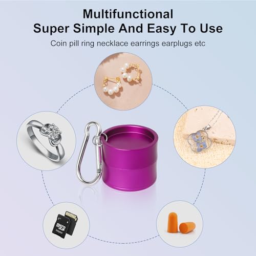Mini Travel Ring Holder Keychain, Portable Jewelry Holder Keychain with Protective Sponge, Small Necklace Earrings Case for Gym Sports Bag Purse - color: 1-Tier Purple
