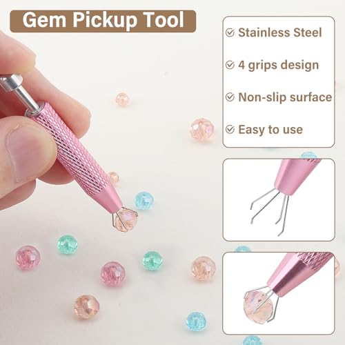 6Pcs Piercing Ball Grabber Tool Set,2 Sizes Piercing Changing Tools 4 Claw Diamond Tweezers for Easy Jewelry Changing,Stainless Steel Gem Pickup Tool for Septum, Earrings,Small Parts