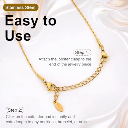 20 PCS Gold and Silver Necklace Extenders for Women Gold Plated Chain Extenders for Necklace Bracelet Anklet with Lobster Clasps - color: Flat Water Droplet