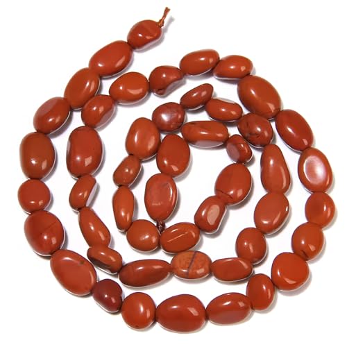 HAAMIIQII Natural Red Jasper Pebble Stone 5-8mm Small Irregular Freeform Tumbled Loose Gemstone Beads for Jewelry Making Strand 15 Inch (45-50pcs) - color: Red Jasper
