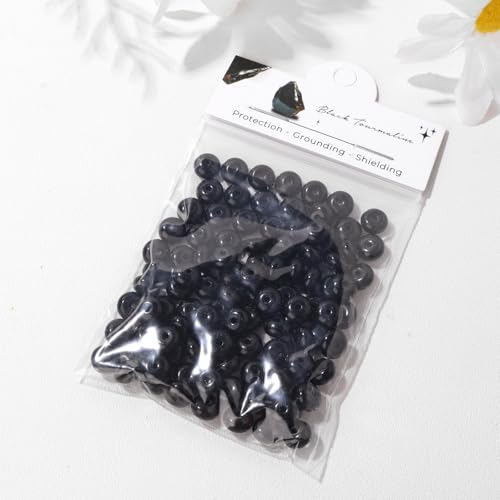 Raicegs 100pcs 5×8mm Rondelle Black Tourmaline Beads Natural Gemstone Beads Abacus Disk Stone Loose Beads for Jewelry Making DIY Bracelets Necklace - color: Black Tourmaline, size: 5×8mm Rondelle