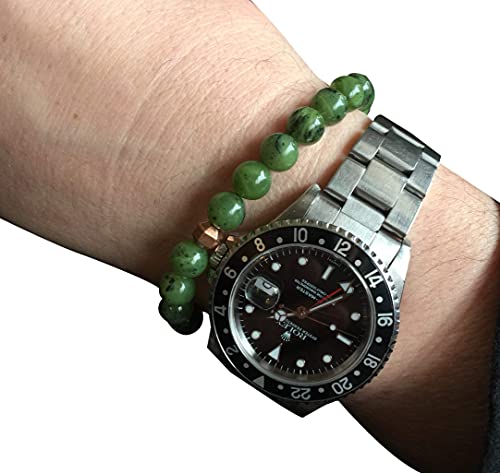 Mens Nephrite Jade Bracelet, Canadian Nephrite Jade, High Quality 8mm Canadian Nephrite Jade Bracelet, Authentic Nephrite Jade, Green Jade