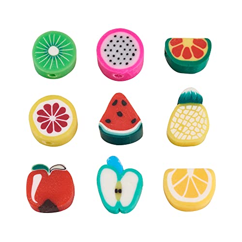 50PCS Handmade Polymer Clay Beads Mixed Fruit Shape Loose Beads Mixed Color Spacer Beads for DIY Jewelry Making Hole 1.5mm - color: 50pcs # Mixed Fruit Shape