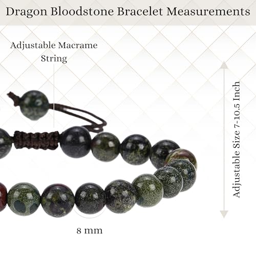 ANAYA AGATE Energy Protection Crystal Handmade Adjustable Bead Bracelet Perfect for Men, Women’s Christmas Gift - Gemstone Healing Stretch Bracelet Pulsera Para Hombre Mujer Stocking Stuffer - color: Dragon Bloodstone