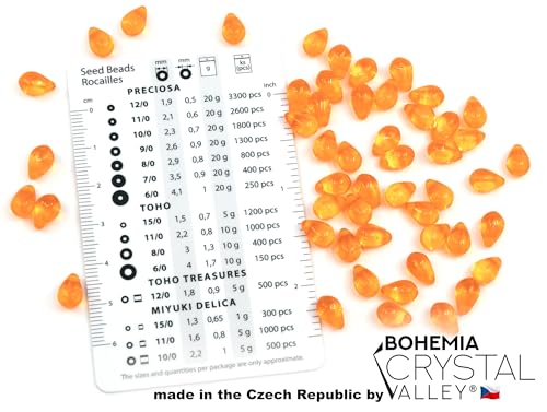 Czech 50-Piece Glass Beads, 6x9mm, Teardrop Transparent Orange - color: Orange Transparent