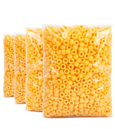 Praisebank Pony Beads, 4000pcs Yellow, Beads for Jewelry Making, Beads for Crafts, Beads for Hair Braids. - color: Yellow