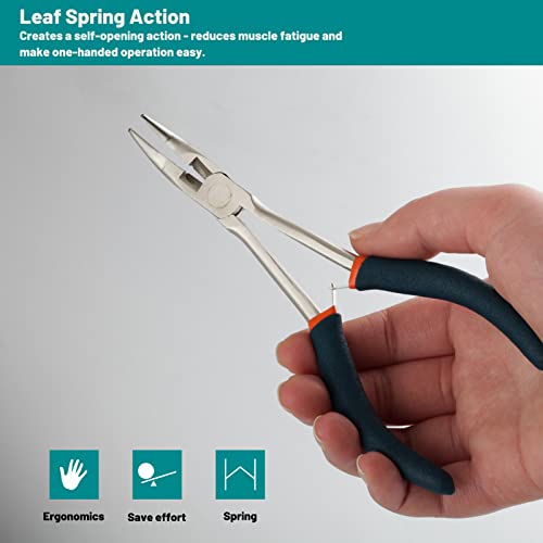 SPEEDWOX Long Reach Bent Nose Pliers with Serrated Jaws Angled Long Nose Plier Angled Pliers with Cutter Long Reach Plier for Hard to Reach Narrow Spaces Home Repairing Jewerly Making - style: Bent Nose Pliers with serrated jaws