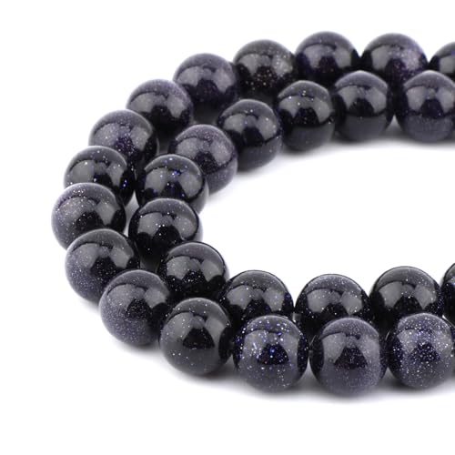 Bymitel 90 pcs Genuine Real Round Loose Stone Beads Gemstone Spacers for Charm DIY Jewelry Making 15.5" per Strand 4mm (Blue Sandstone, 4mm) - color: Blue Sandstone, size: 4mm