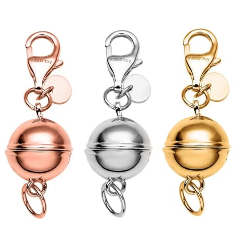 Magnetic Necklace Clasps and Closures - 925 Sterling Silver Magnetic Bracelet Clasps and Closures Set of 3 - Yellow Gold/Rose Gold/Silver Gifts - color: Multi Color